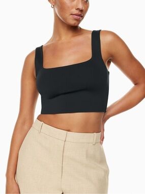 Babaton Contour Squareneck Tank Top Black Cropped Shirt Small
